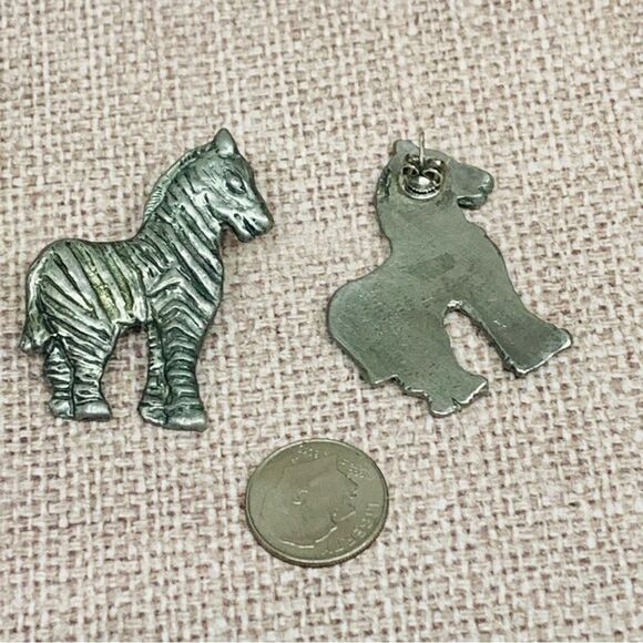 Silver Zebra Earrings - Picture 2 of 2